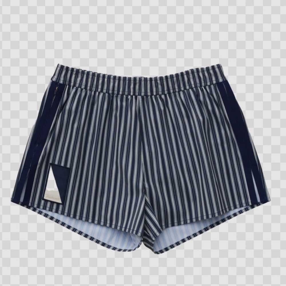Tracksmith Run Cannonball Run Shorts with Navy Pinstripe Pattern Size small